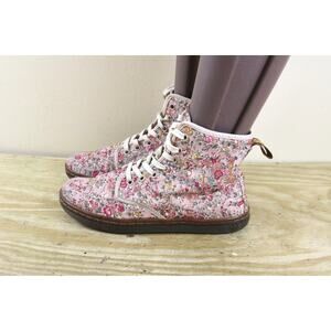 Doc Dr Martens Boots Womens 7 Floral Canvas Shoreditch High Tops Lace Up